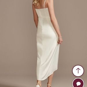 Hand-pleated spaghetti strap Charmeuse slip dress from Davids Bridal.